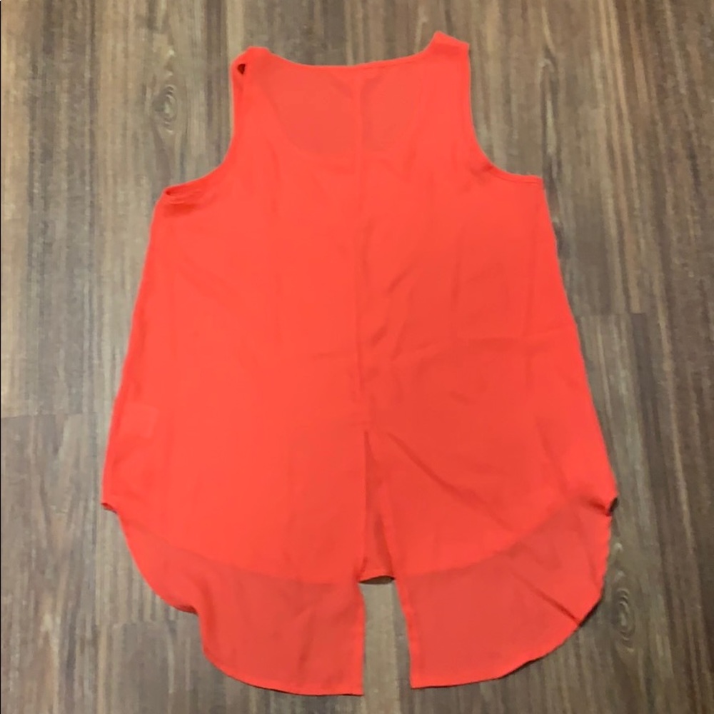 Sheer Red High-Low Tank Top - Picture 2 of 2